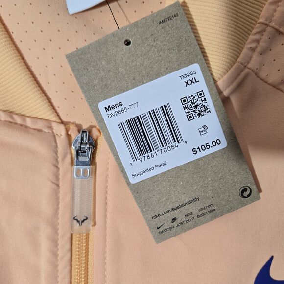 Nike Mens 2XL Rafa Nadal Tennis Jacket Orange Chalk Full Zip DV2885-777 XXL - Picture 2 of 7
